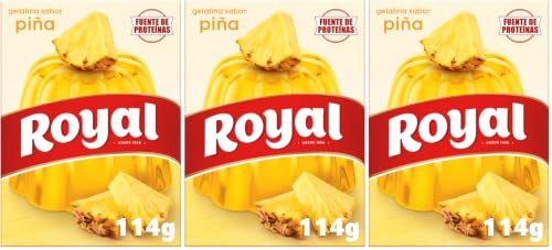 Royal Gelatina Sabor Piña, Preparado en Polvo 10 Raciones, Pack 2 x 57 g - 114 g (Paquete de 3)