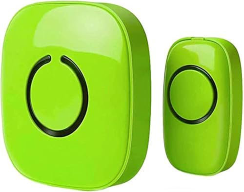 Wireless Doorbell for Home - 1 Push-Button Ringer & 1 Chime Receiver, Battery Operated, 1000 Feet, Cordless Waterproof Door Bells w/LED Flash, Lime Green