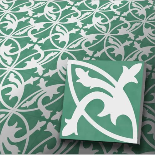 Jugendstil Fliesen für Fußboden und Wand - Dekor Mondial mit Welle (grün, Musterpaket)