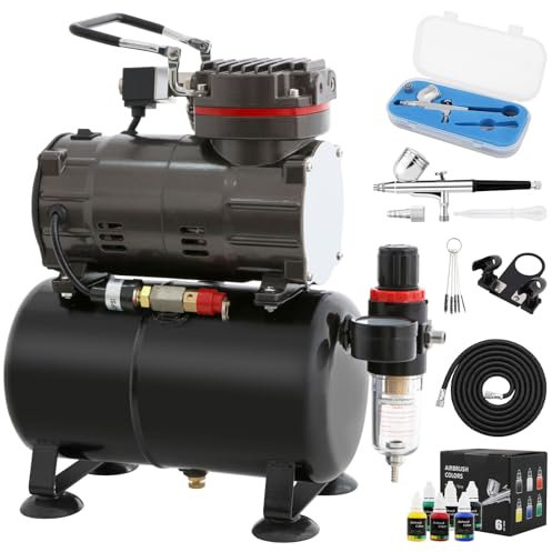 Kit de aerógrafo con compresor de aire, potente flujo de aire y alta presión de trabajo, para manualidades
