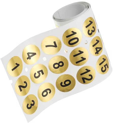 TOP-VIGOR 1 to 99 Gold Number Stickers 0.8 Inch, Small Round PVC Self-Adhesive Numbered Labels for Cups Storage Office Events Inventory Party, Golden