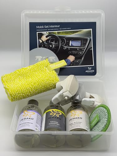 Jemako Mobil-Set Interieur - Fahrzeuginnenreiniger + Geruchsentferner + Leder- & Polster Aktivschaum - Sonderpreis