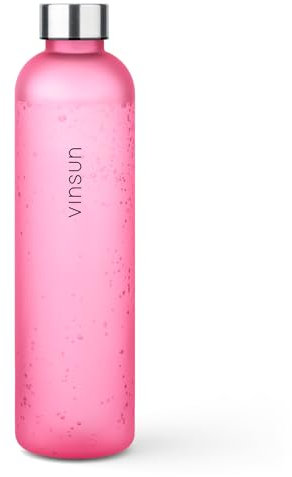 VINSUN Trinkflasche 1l pink - auslaufsicher, Kohlensäure geeignet, BPA frei, Tritan - Getränke Flasche für Schule, Outdoor, Sport, Uni, Fahrrad