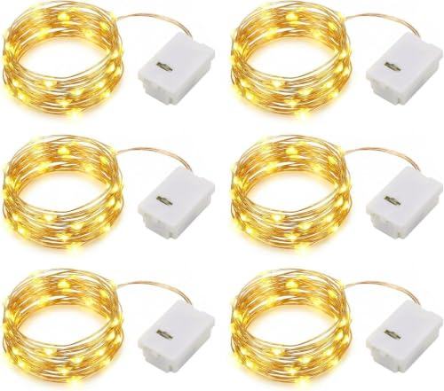 Ormromra Fairy Lights, 6 Pack 2m 20 LED Mini String Lights Copper Wire Light, 3 Modes Waterproof Indoor Outdoor Lighting for Christmas Decoration, Wedding, Bedroom – Warm White