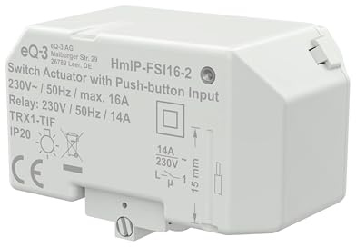 Homematic IP Schaltaktor mit Tastereingang (16 A) – Unterputz, Smart Home, steuert Geräte und Leuchten per App, Alexa & Google Home, Energie sparen, 161848A0