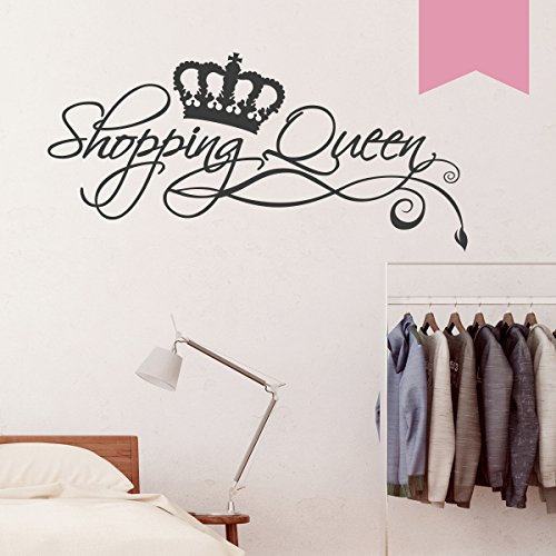 WANDKINGS Wandtattoo - Shopping Queen (mit Krone und Blumenschnörkeln) - 100 x 56 cm - Hellrosa - Wähle aus 5 Größen & 35 Farben