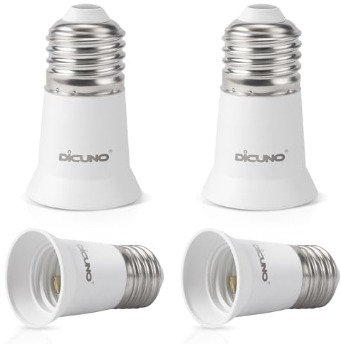 DiCUNO E26 3CM/1.2 Inch Socket Extender, E26 Lamp Bulb Socket Extension, Lamp Holder Adapter, 4-Pack
