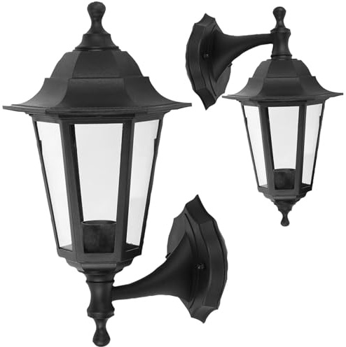 kenable Wall-Mounted Outdoor Lantern Style Lamp Garden Light 250x165 Black