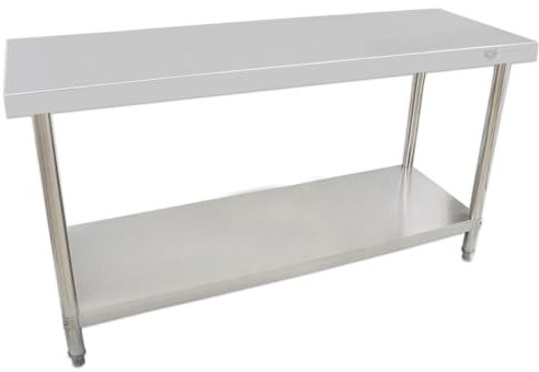 Beeketal 'BA150' Gastronomie Edelstahl Arbeitstisch 150 x 60 cm, Tisch bis 140 kg belastbar, Profi Gastro Küchentisch mit extra großer unteren Ablagefläche und justierbaren Stellfüßen