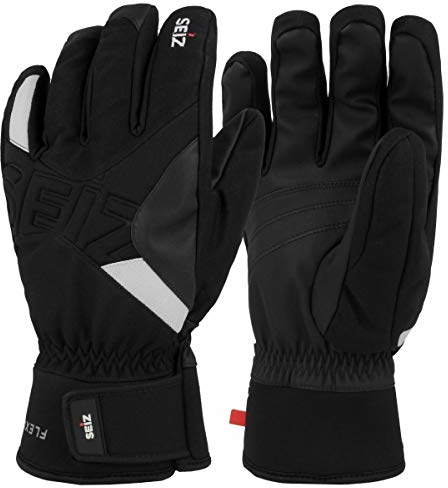 SEIZ Erwachsene Flexible Handschuhe, Schwarz/Weiß, 8