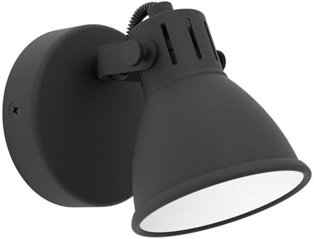EGLO Deckenlampe Seras 1, 1 flammige Deckenleuchte Industrial, Klassisch, Deckenstrahler aus Stahl, Wohnzimmerlampe in Schwarz, Küchenlampe, Spot mit GU10 Fassung