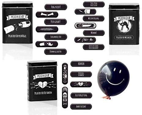 Pechkeks Pflaster SET 48-teilig - 1x Pflaster Box FÜR DIE HARTEN + 1x Pflaster Box FÜR WEICHEIER + 1x Pflaster Box FÜR PECHVÖGEL + GRATIS Ballon