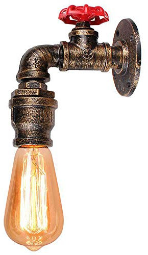 Mengjay Loft Vintage Retro Industrie E27 Edison aus Metall & Eisen Wasserrohr Wandlampe für Kaffee Wandleuchte Korridor Bedside Küche Esszimmer Café Bar