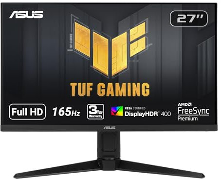 ASUS TUF Gaming VG279QL1A - Monitor HDR para juegos de 27 pulgadas, 1080P Full HD, 165Hz (soporta 144Hz), IPS, 1 ms, FreeSync Premium, DisplayHDR 400, desenfoque de movimiento extremo bajo, cuidado de