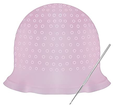 Cuffia in Silicone Per Tingere I Capelli Cuffia Per Capellie Cuffia Meches Capelli e Uncinetto In Metallo Salon, Rosa