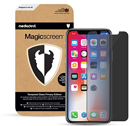 MediaDevil Screen Protector for iPhone 12 Pro Max (6.7) - Tempered Glass Privacy Security Filter with Easy-Installation Positioning Frame (2-Pack)