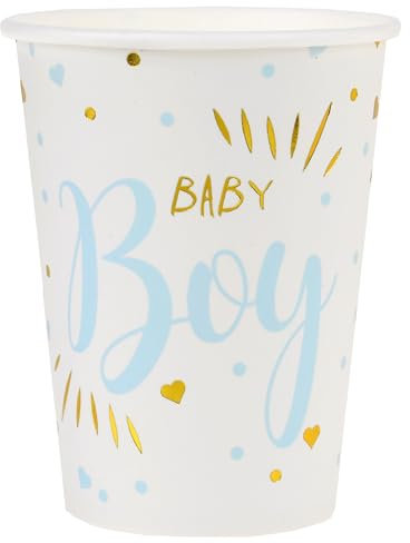 10 GOBELETS Carton Baby Shower Boy 27CL Bleu