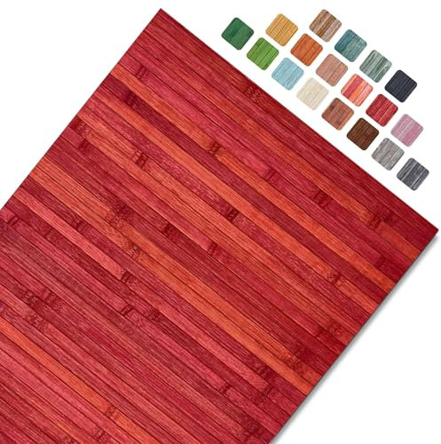 CosìCasa Tapis Cuisine Devant Evier Lavable Bambou - Tapis Long en Bois - Antidérapant - Bambou Salle De Bain, Caillebotis Douche Extérieure, Rouge Profond, 50X100