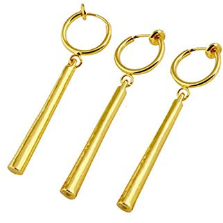 XHBTS Einteilige Zoro-Ohrringe - Gold-Clip-On-Anime-Cosplay-Ohrringe für Anime-Liebhaber (Clip-On) 3 Set mit Minituch und Mini-Box