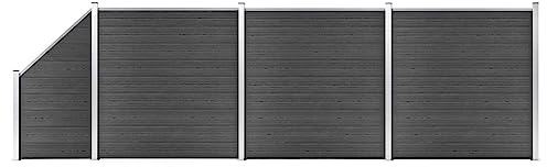 vidaXL Zaunelement Set WPC 619x(105-186) cm Schwarz