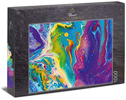 Ulmer Puzzleschmiede - Puzzle „Farbkunst“ - Einfallsreiches buntes Kunst-Puzzle 1000 Teile mit abstraktem Farbverlauf - Made in Germany - Moderne Kunst als originelles Puzzle für Fortgeschrittene