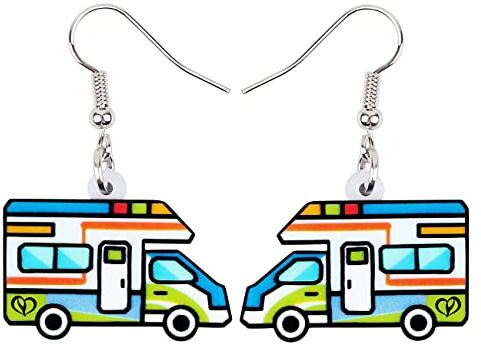 DUOWEI Süß Acryl Ohrringe für Wohnwagen Camping Auto Baumelnd Schmuck Geschenke für Frauen und Mädchen