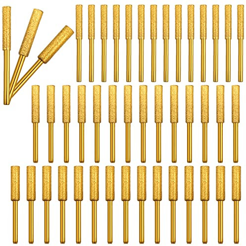 Shitime 45 Pcs Diamond Chainsaw Sharpener 1/8 Shank, High Hardness Burr Grinding Stone Chainsaw Sharpening Kit for Chain Saw Stone Jewelry Wood (5/32'', 3/16'', 7/32'')
