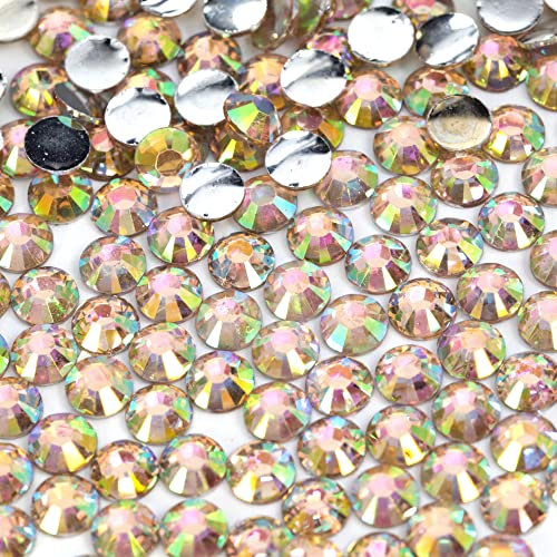 250pcs 6mm Flat Back Non-Stick Rhinestone Crystal Diamantes Nail Art & Craft Scrapbooking Embellishments 90 Available Colours (6mm, AB Foiled Champagne #A26)