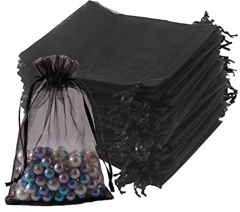 50 PCS Organza Geschenk Schmuckbeutel, 15 × 20 cm Organza Beutel mit Kordelzug Organzabeutel Säckchen für Hochzeit Süßigkeiten Party