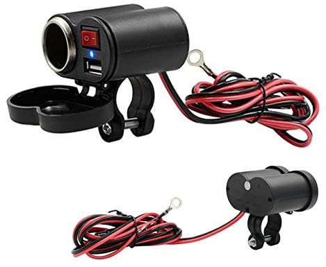 JINGAN Toma de mechero para moto, adaptador para encendedor de moto, impermeable, 5 V/2 A, toma de corriente para manillar de bicicleta, scooter con interruptor para teléfonos, tabletas, GPS