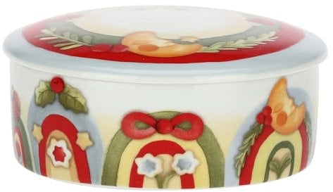 THUN - Scatola Per Cioccolatini in Porcellana, Linea Bosco Magico, Contenitore per Alimenti, 13.2x5.8 cm h