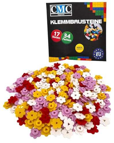 CMC imports 100 x Klemmbausteine Blüten Blume Pflanze Bausteine Kompatibel Blumen Blüte für Garten City Deko Wald 3742 versch. Farben (999 - Mix)