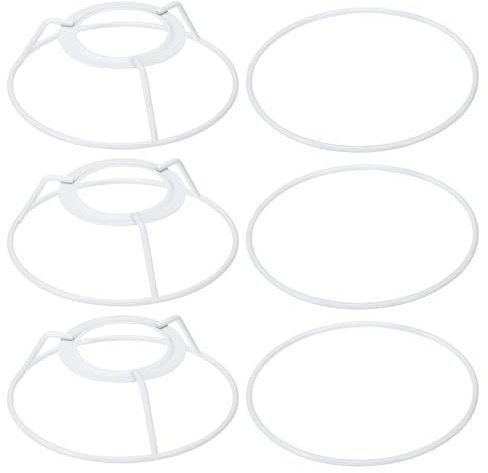 PATIKIL 4.3 E26 E27 Lampenschirm Ring Gestell mit Europäischer Installateur 3 Pack Lampenschirm Halter Draht Rahmen Heimwerker Trommelring für Tisch Stehlampe Weiß