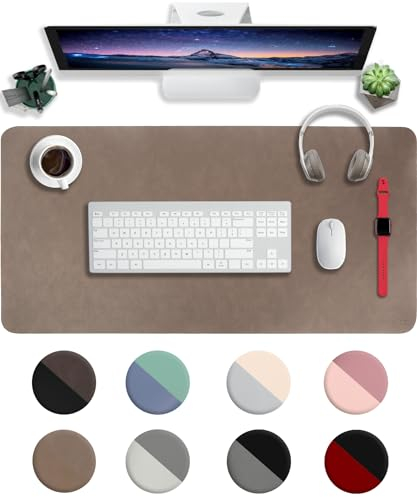 Schreibtischunterlage Leder,Schreibtisch Unterlage,80x40cm Laptop Desk Mat,Laptop Tischunterlage,Wasserdichte Schreibtischauflage FüR BüRo- Oder Heimbereich,Büromatte tragbar (Braun)