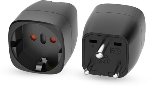Oliveria 2 Stück Reiseadapter für Indien, Adapter Indien Steckdose, Reiseadapter Indien, Reisestecker Typ D, Adapter für Sri Lanka, Indien, Nepal, Reisestecker Indien Stromadapter-schwarz