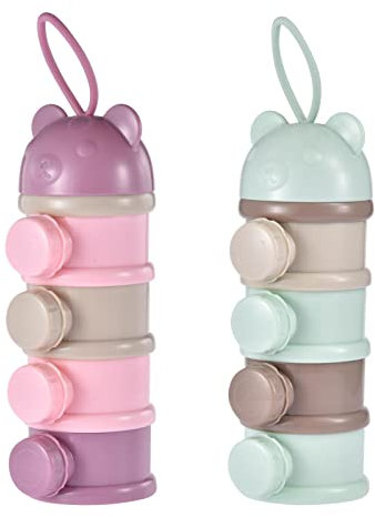 2 Piezas Bote Dispensador De Leche En Polvo - 4 Capas 270 Ml Por Capa | Contenedor Apilable De Fórmula Bebés | Caja Para Refrigerios, Alimentos Y Frutas, Antiderrames Para Actividades Al Aire Libre