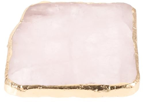 MAGICLULU Dessous De Verre en Quartz Rose Dessous De Verre en Cristal Rose Dessous De Verre en Agate avec Bord Doré Dessous De Verre en Pierre Précieuse Décor De Géode pour La Maison