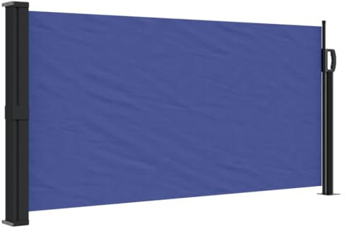 vidaXL Seitenmarkise, Wandmarkise mit PU-Beschichtung, Sichtschutz für Balkon Terrasse Garten, Windschutz Markise, Ausziehbar Blau Polyester