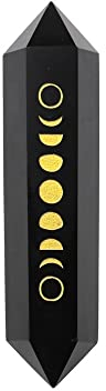 EKFBQBGW Raumdekoration Natürlicher Quarzkristall Double Point Crystal Magic Wand Obsidian Eclipse Zeichen Goldener -Stein