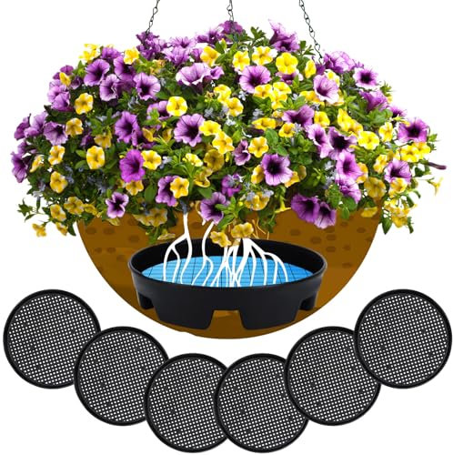 UPINS Invisible Self Watering Planter,6 Set Self Watering Planter Insert Hanging Basket Drip Pan Plant Saucers Trays Auto Planter Watering Devices Plastic for Outdoor Indoor Pots Liners