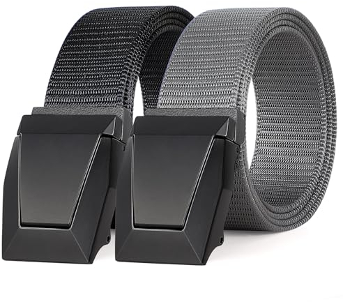LEACOOLKEY 2 Stück Herrengürtel,taktischer Nylon Gürtel Arbeitsgürtel Militär Gurtbandgürtel Schnellverschluss Metallschnalle