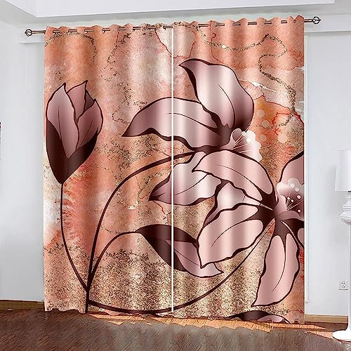 Kinder Vorhänge Schlafzimmer Vintage Pflanzenblumen Schiebegardinen Blickdichter Bedroom Children's Room Vorhang Mit Ösen Verdunkelungsgardine, Vorhänge 3D Wohnzimmer 2 X -7C3H6S5O2Z8