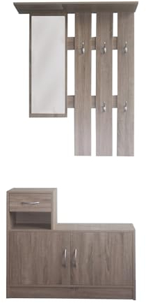 HTI living Garderobenpaneel mit Schuhschrank Thekla Sonoma mit Spiegel Hutablage und 5 Kleiderhaken