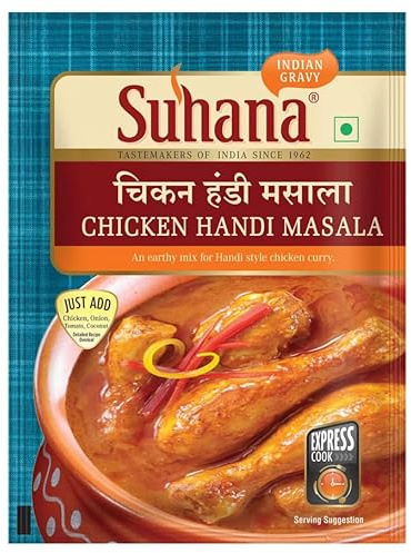 Suhana Spices Mix Powder (Ready To Eat) - Curry Masala Recipe Mixes Casserole Seasoning Herbs - Simplifies & Speeds Up Cooking Process (Pack of 1, Chicken Handi Mix 50g (RTE))