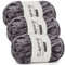 Coopay Chenille Wolle zum Häkeln, 3x100g Samtig Chenillegarn, Dicke Flauschige Weich Chenille Garn, Chenille Wolle, Weicher Plüschwolle Häkelgarn für Decken, Schals - Dunkelgrau