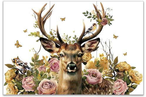 OLYCRAFT 3 Stück/Set Hirsch Transferfolien Zum Aufreiben Zum Basteln Und Für Möbel 15x30cm Blumen Möbel Transferaufkleber Schmetterling Vogel Wasserdicht Dekoratives Wandtattoo