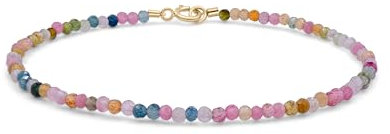 Turmalin Armband 585 Gold Edelstein Natürlich Vollgold Armkette 14K Mehrfarbig Neu (15 cm)