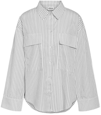 NOISY MAY Gestreifte Hemd Bluse mit klassischem Kragen, Brusttasche und Knopfleiste