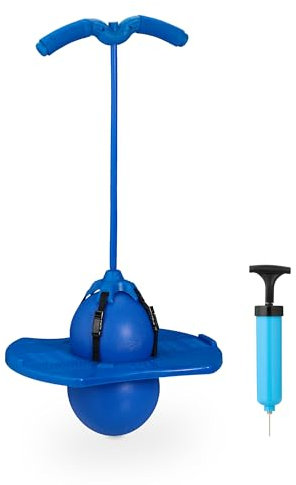 Relaxdays Pogo Ball, Kinder, bis 100 kg, Hüpfspielzeug Outdoor, Hüpfball mit Griffen, HBT: 74x39x29 cm, Fun Jumper, blau