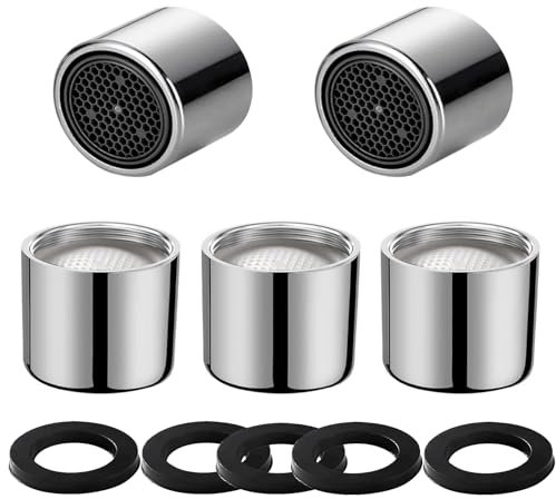 jatimdotin 5 Piezas Aireador Grifo M22, Iltro para Grifo de Acero Inoxidable, 22mm Filtro Grifo de Rosca Interior con 5 Juntas, Ideal para Ahorrar Agua de Grifos de Baño y Cocina